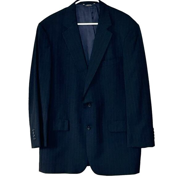Brooks Brothers Wool Suit Jacket Size 43L Black Subtle Pinstripe Blazer - Picture 1 of 10